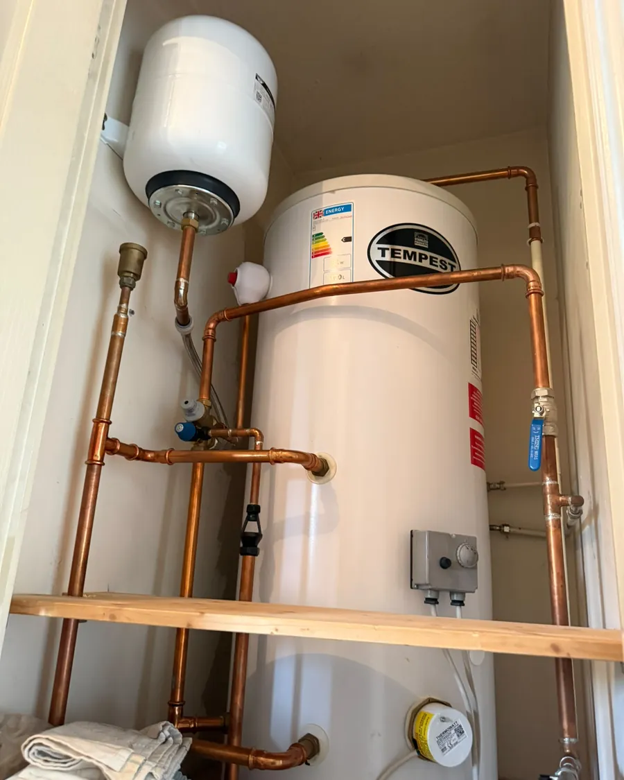 Tempest unvented hot water cylinder installed by a G3 qualified engineer in Telford