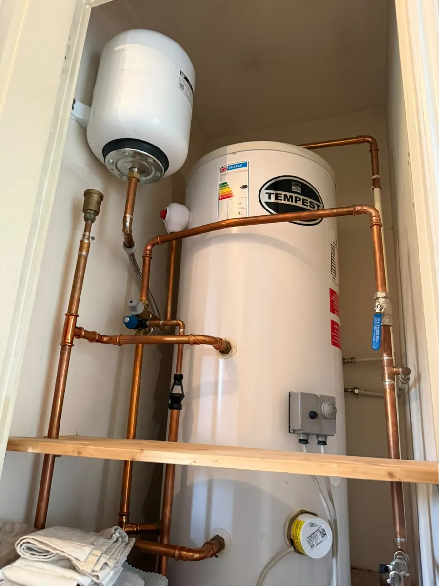 Unvented hot water cylinder installed by a G3 engineer in Telford